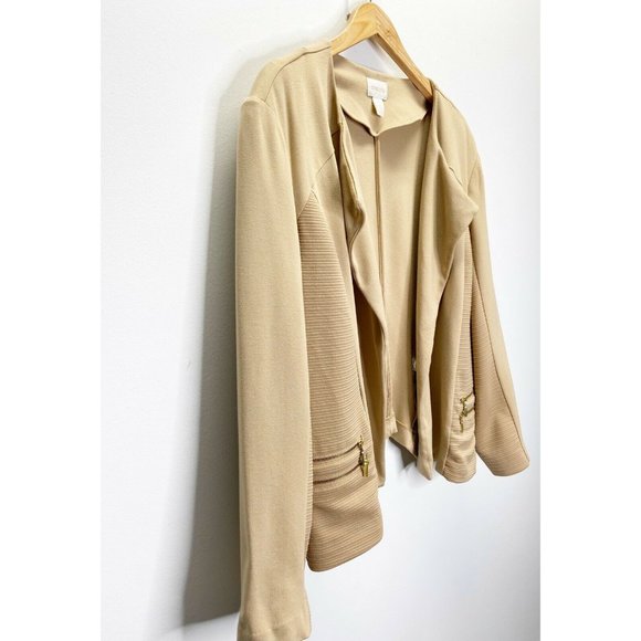 Chicos Moto Draped Open Front Ribbed Jacket - Picture 3 of 10